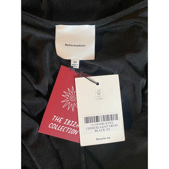 NWT Reformation Consuela Knit Midi Dress Draped Cowl Black XS - Picture 2 of 7